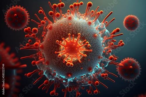vvirus, corona virus seen from the microscope, microbiology, generative AI, Infectious agent, Pathogen, Pandemic, Epidemic