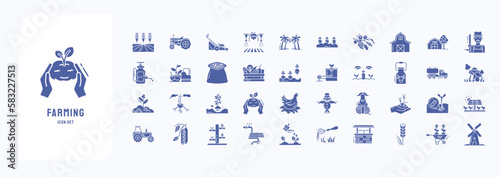 Farming and agriculture, including icons like field, carrot, Farmer and more
