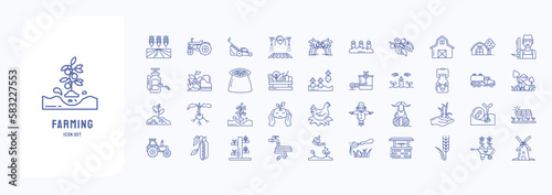 Farming and agriculture, including icons like field, carrot, Farmer and more 