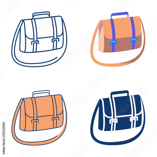 Shoulder bag of postman icon set