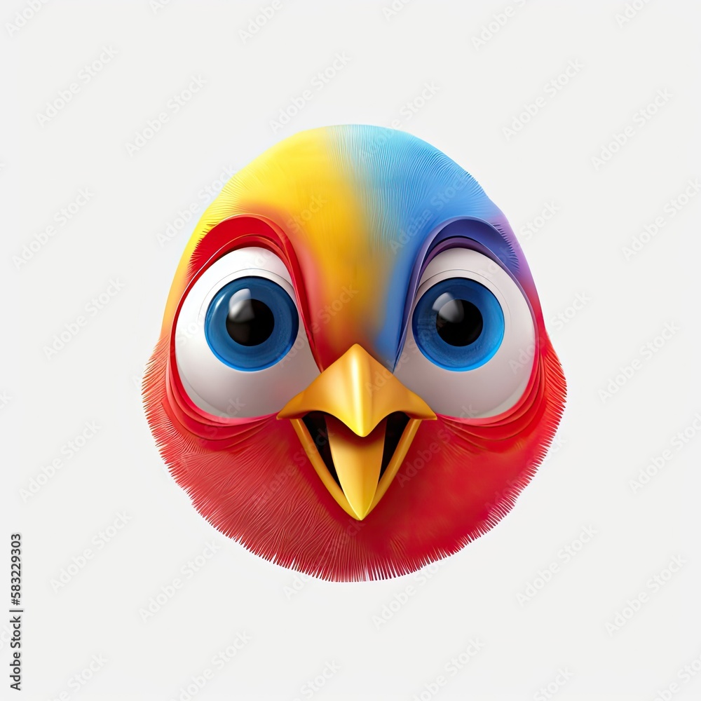 Obraz premium Bird Awed Facial Expression On Blank Background Generative AI