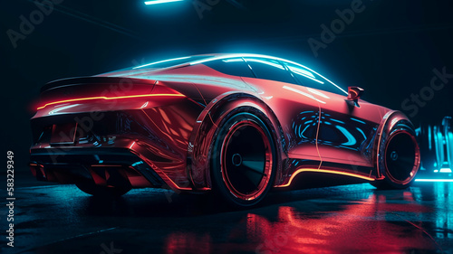  Futuristic luxury sports car wallpaper Generative AI