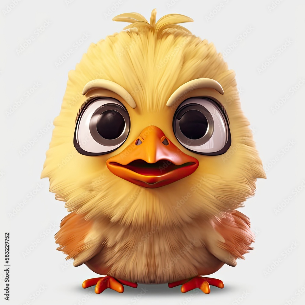 Obraz premium Chicken Annoyed Facial Expression On Blank Background Generative AI