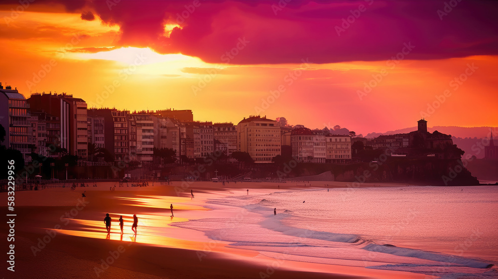 Fototapeta premium Biarritz. Incredibly beautiful and romantic France. Generative Ai