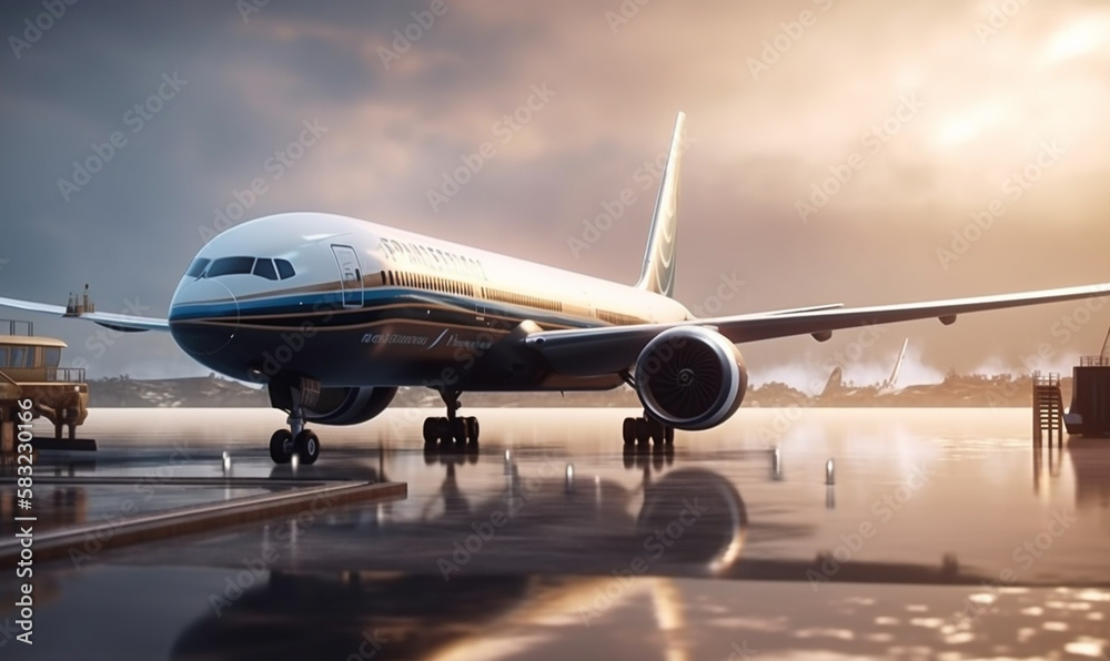 Large boeing airplane ready to take of from airport.
Concept of world aviation day. Large boeing airplane ready to take of from airport.
Concept of world aviation day.