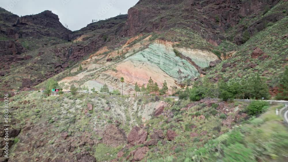 4k dron rock layers, Los Azulejos De Veneguera, Gran Canaria, Canary Islands 4k dron rock layers, Los Azulejos De Veneguera, Gran Canaria, Canary Islands