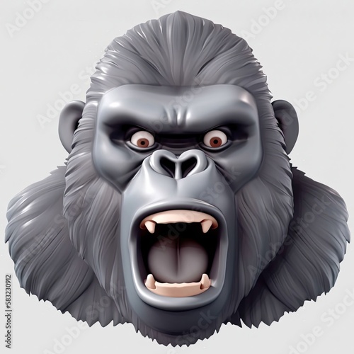 Gorilla Annoyed Facial Expression On Blank Background Generative AI