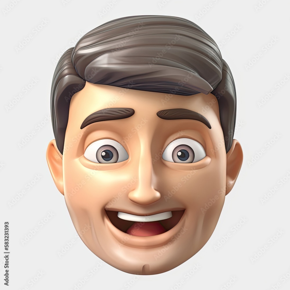 Male Happy Surprise Facial Expression On Blank Background Generative AI Male Happy Surprise Facial Expression On Blank Background Generative AI