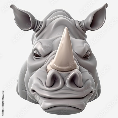 Rhino Smug Facial Expression On Blank Background Generative AI