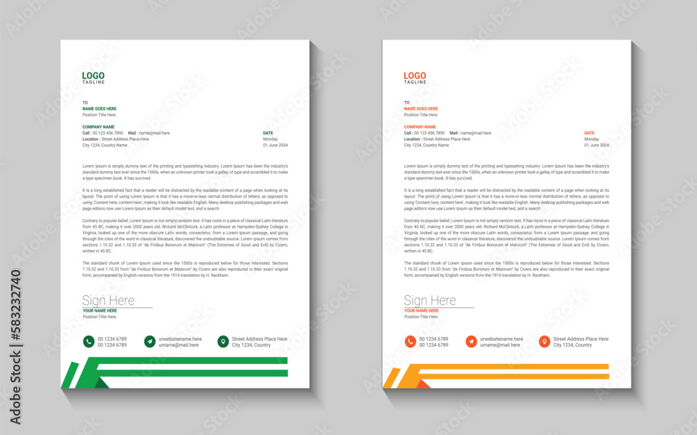 Minimal letterhead design template