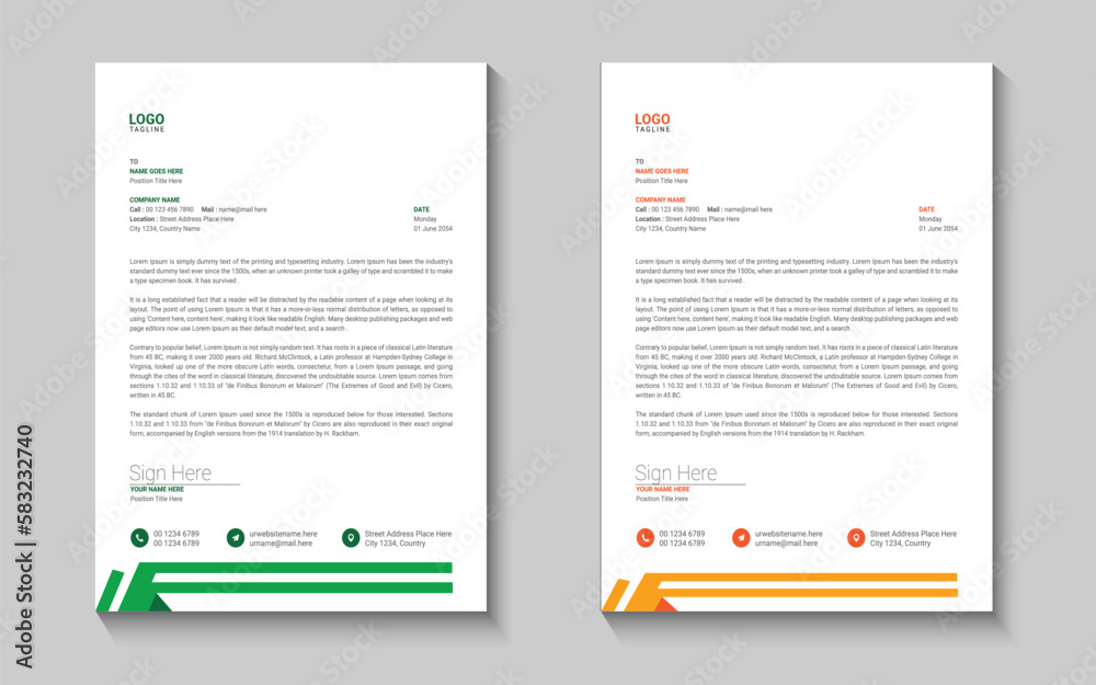 Minimal letterhead design template Minimal letterhead design template