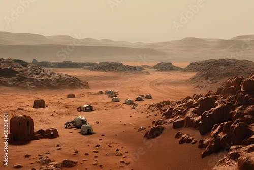 Une colonie humaine futuriste sur la planète mars.