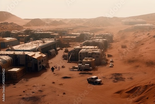 Une colonie humaine futuriste sur la planète mars.