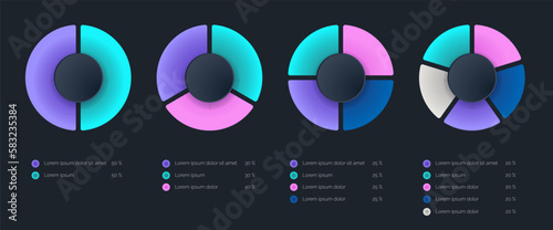 Business pie chart infographic. Circle slice division for company presentation template. Modern vector info graphic layout design.
