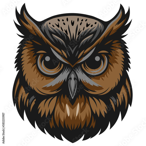 eagle owl portrait illustration best for cartoon animation and tattoo