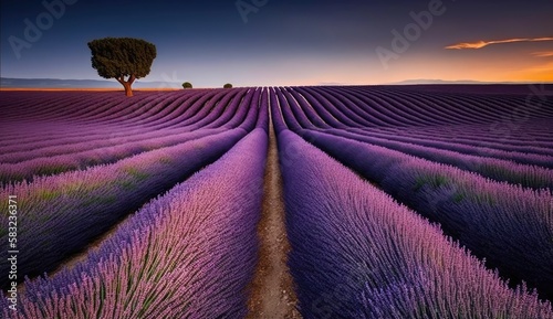 Lavender fields. Incredibly beautiful and romantic France. Generative AI