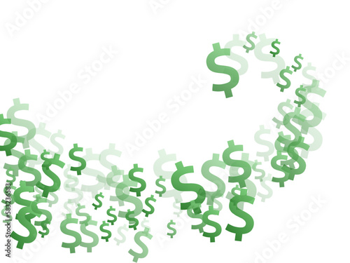 Green dollar symbols flying currency vector