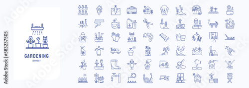 Gardening and farming, including icons like Bird house, Carrot, composting and more