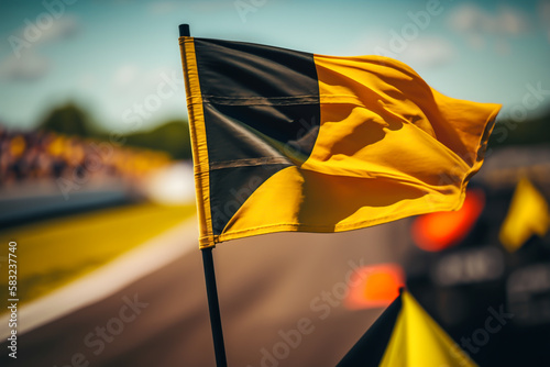 yellow flag in formula 1, generative ai photo