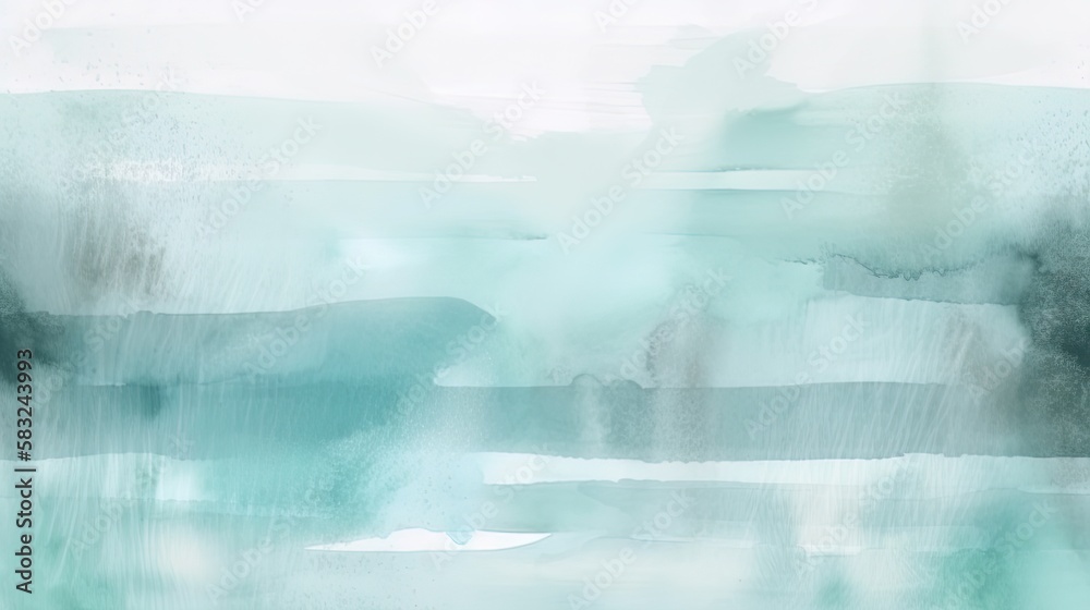 Un abstrait aquarelle minimaliste avec des couleurs aqua et un fond texturé en toile.