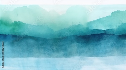 Un abstrait aquarelle minimaliste avec des couleurs aqua et un fond texturé en toile.