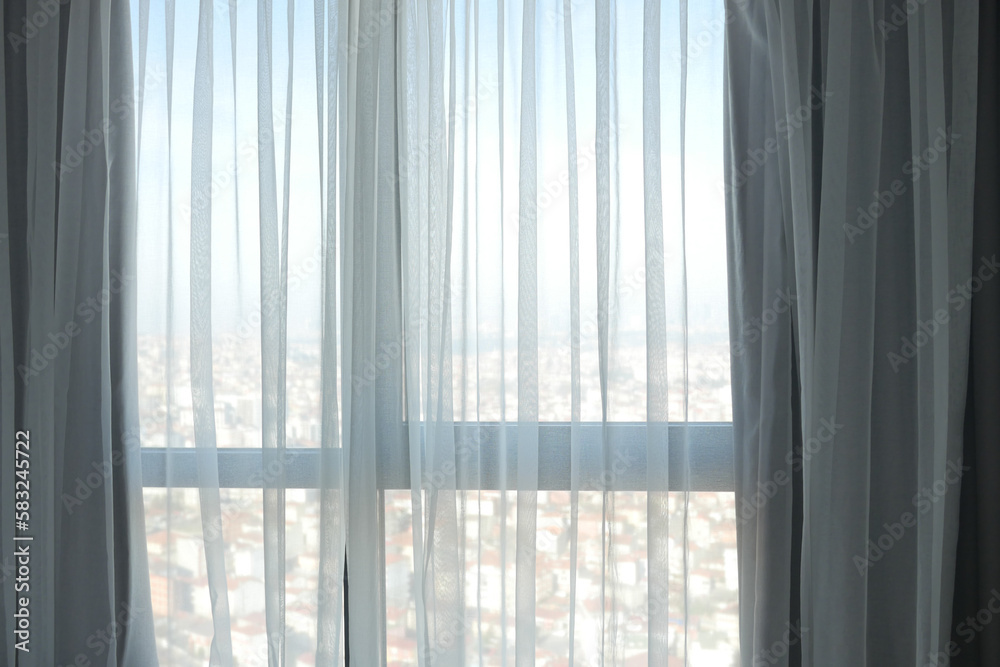 Fototapeta premium close up of clean fabric curtain.