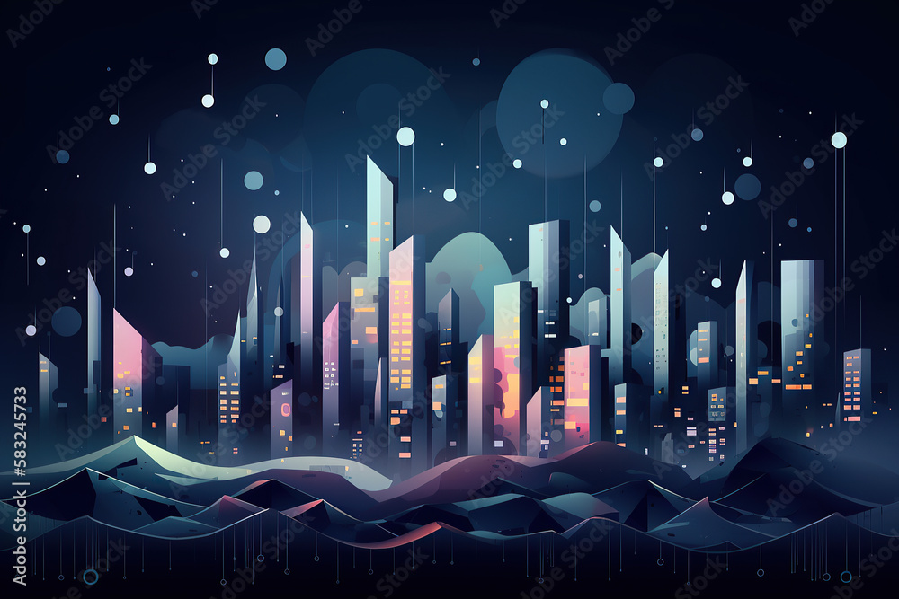 Futuristische Stadt in der Nacht als Hintergrund AI Generiert