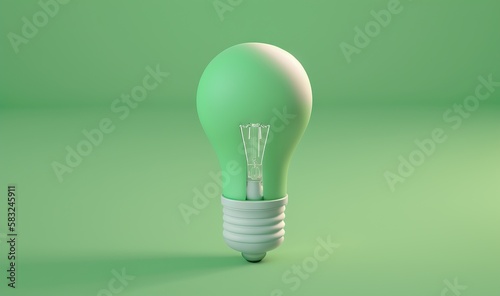 a green light bulb on a green background with a white light bulb on the top of the bulb and a white light bulb on the bottom of the bulb. generative ai