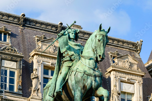 The Statue of Etienne Marcel   in Europe  France  Ile de France  Paris  in summer  on a sunny day.