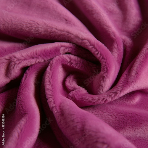 A soft magenta fleece fabric its texture soft and warm. Trendy color of 2023 Viva Magenta.. AI generation.