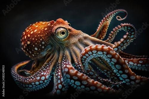 Common octopus. Wildlife animal. AI generated