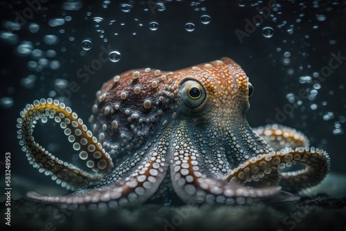 Common octopus. Wildlife animal. AI generated © yuliachupina