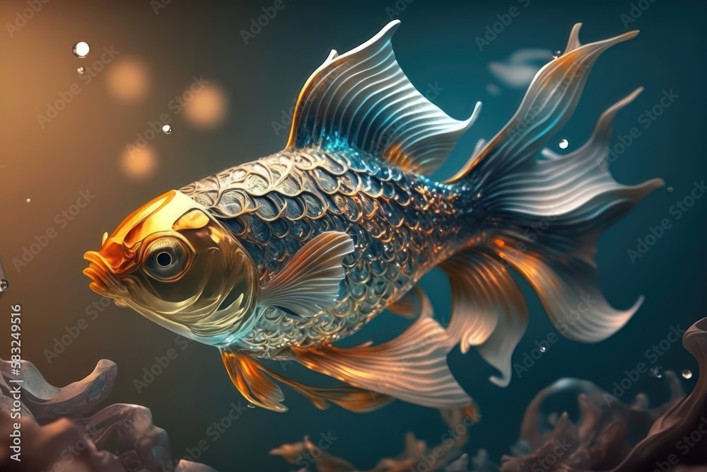 Realistic decorative fish in action. AI generated Realistic decorative fish in action. AI generated