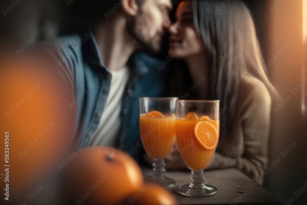 Romantic moments with fresh juices. AI generated Romantic moments with fresh juices. AI generated