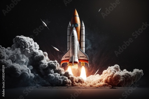 Rocket illustration space. AI generated