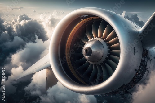Sky-high perspectives capturing the beauty of planes in the clouds. AI generated