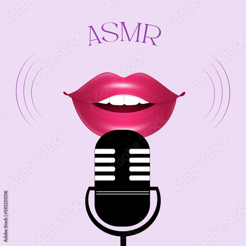 an illustration of a mouth with microphone for asmr