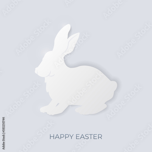 Happy Easter banner with bunny in minimalistic style.