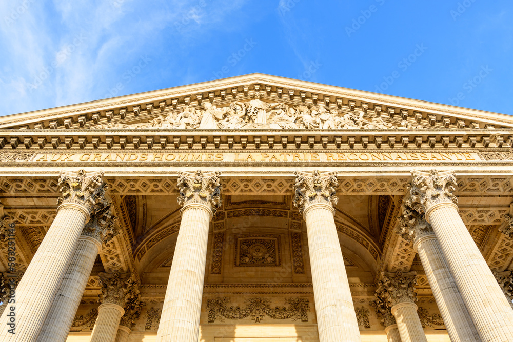 The Pantheon , in Europe, in France, in Ile de France, in Paris, in summer, on a sunny day.