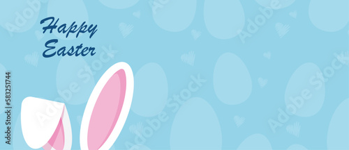happy easter day background, poster, greeting, card with bunny and eggs, happy easter day