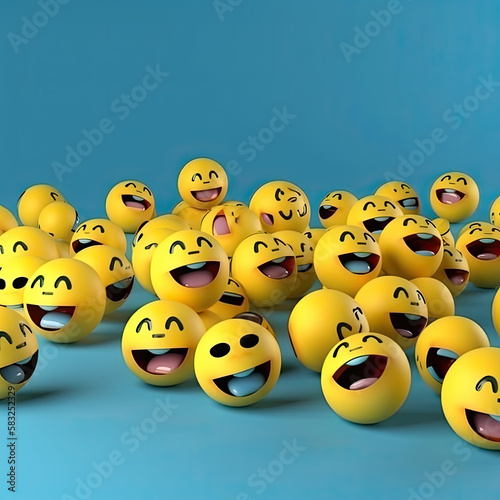 Add Fun to Your Conversations with Our Happy and Laughing 3D Rendered Emoticons Created Using Generative Ai