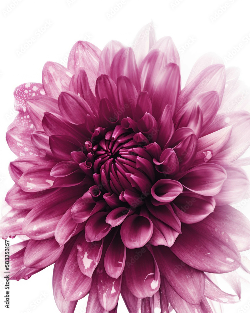 A delicate magenta bloom with intricate ridges and intricate details revealed upon close examination. Trendy color of 2023 Viva Magenta.. AI generation.