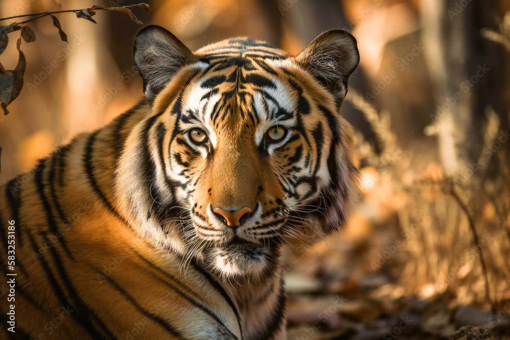 Tiger in nature. Created with Generative AI technology. Tiger in nature. Created with Generative AI technology.
