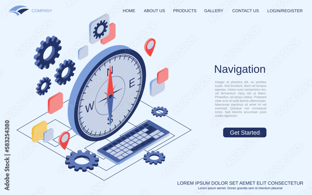 Naklejka premium Navigation flat 3d isometric vector concept illustration