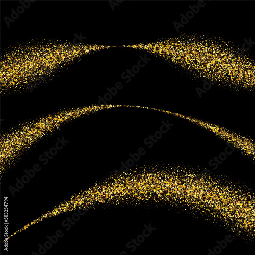 Abstract background of golden dust in the form of wavy lines, design element