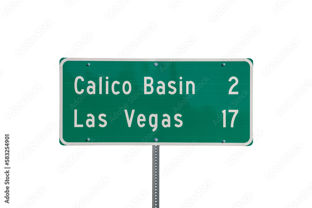Las Vegas highway distance sign with cut out background. Las Vegas highway distance sign with cut out background.