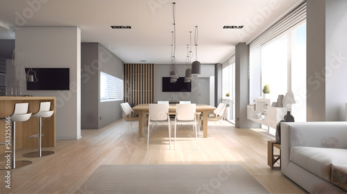 modern apartman interior 3d render (ai generated)