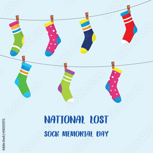 national lost sock memorial day. Design suitable for greeting card poster and banner