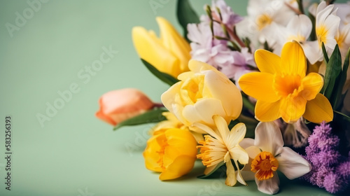 Beautiful spring flowers bouquet, Generative AI