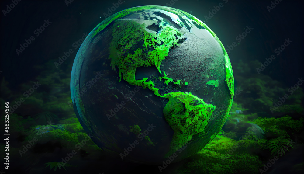 Fototapeta premium Green world globe with nature green